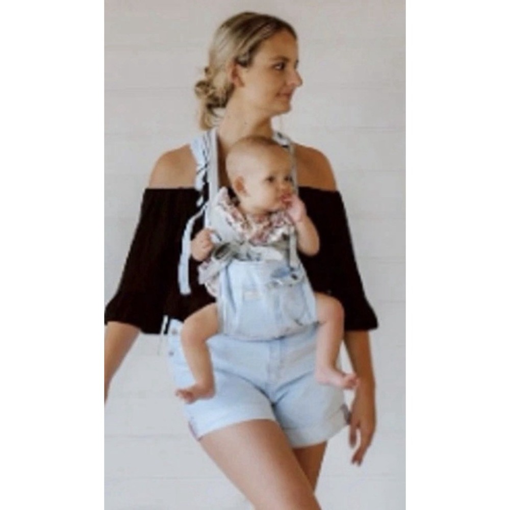 The Mumsie Sunny Daze Maternity Shortalls Sz XXS Denim Betty Blue overalls